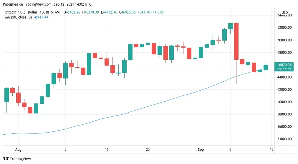 Bitcoin: Price struggles for $46K as Polkadot (DOT) posts a 10% weekend gain