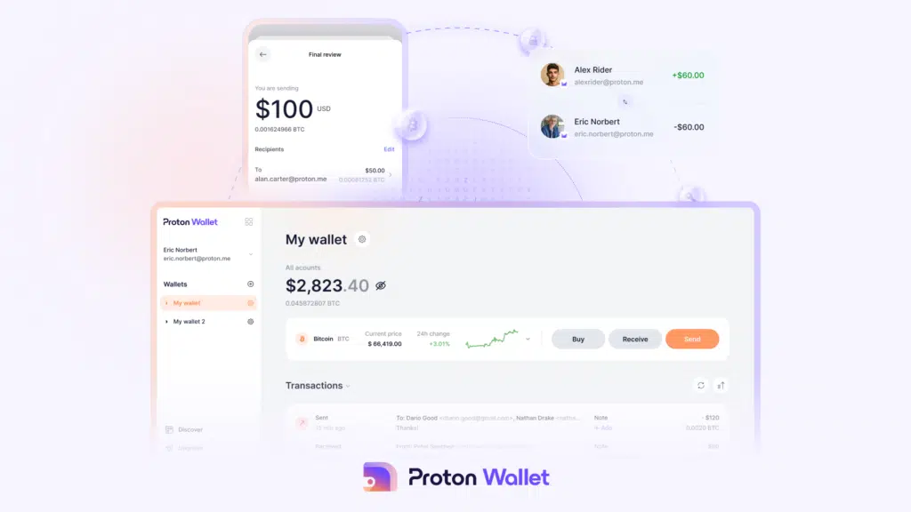 Proton Wallet interface | Source: Proton AG