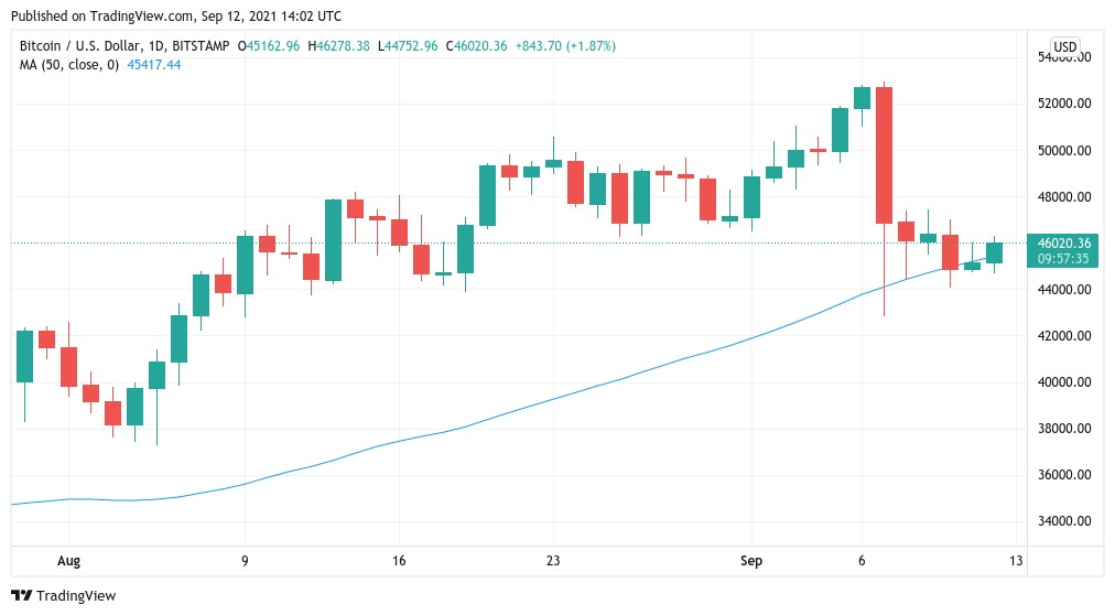 Bitcoin: Price struggles for $46K as Polkadot (DOT) posts a 10% weekend gain