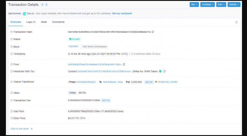 176 Million SHIB to Be Burned on Dec. 26