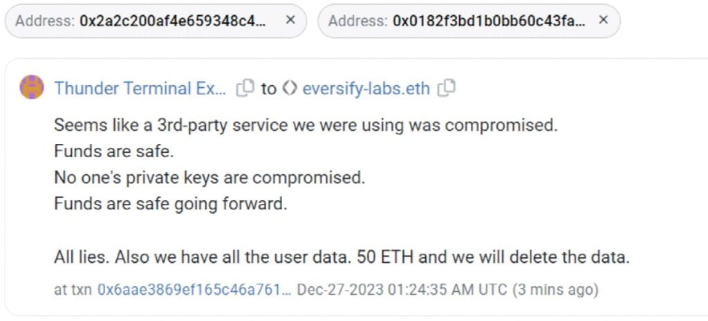 Thunder Terminal Fends Off Hacker’s Ransom Demand After $240K Exploit