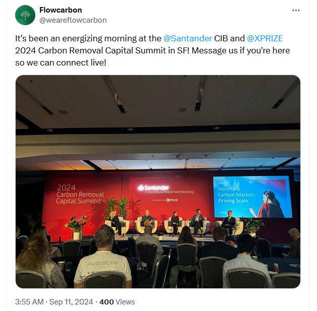 Flowcarbon appears to remain actively involved in the climate industry despite failing to launch the GNT token. Source: Flowcarbon/X
