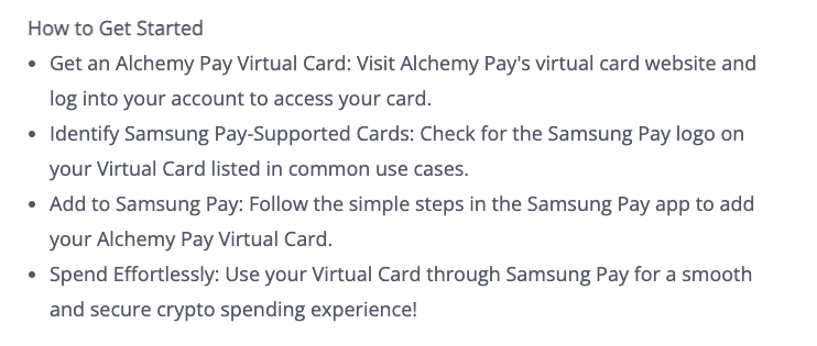Setting up Alchemy Pay virtual crypto card on Samsung Pay. Source: Alchemy Pay