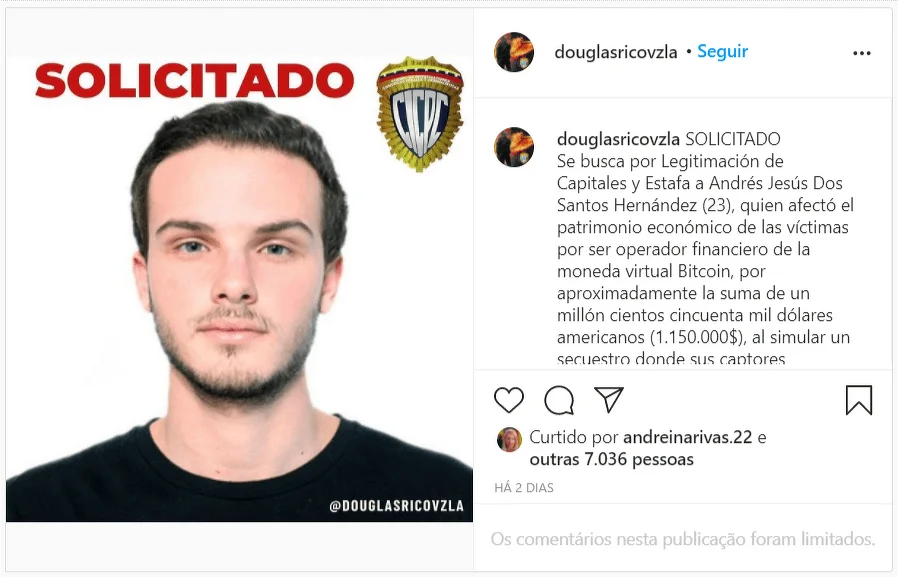 Venezuelan fakes his abduction and allegedly steals $1m in BTC from clients