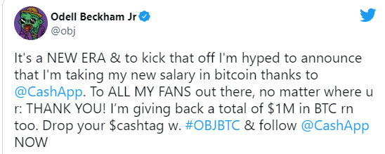 NFL Star OBJ's decision to receive his $750k paycheck in BTC appears to have cost him dearly