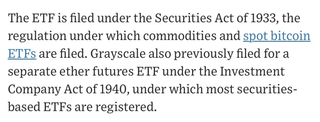 Grayscale Submits Application For ‘33 Act Ether Futures ETF