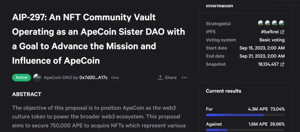 Siu’s Proposal for ApeCoin: Sister DAO, NFT Treasury