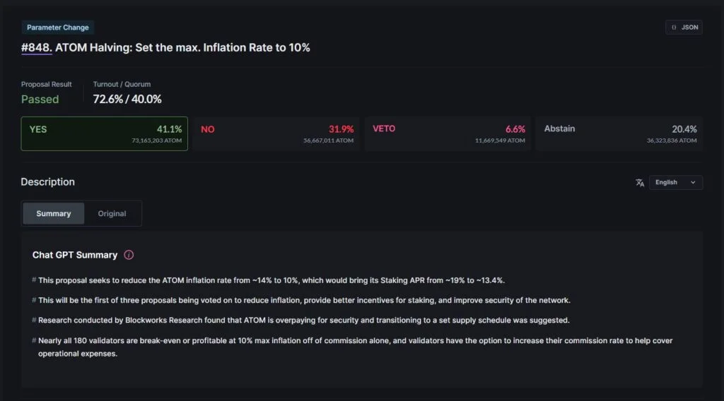 Screenshot of the proposal. Source: Mintscan