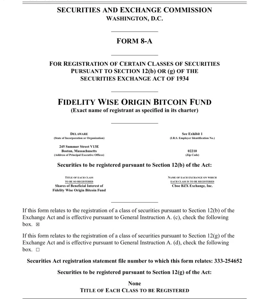 Fidelity’s Form 8-A filing | SEC