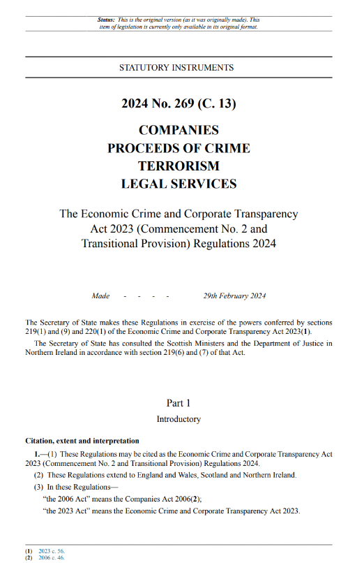 The Economic Crime and Corporate Transparency Act 2023.