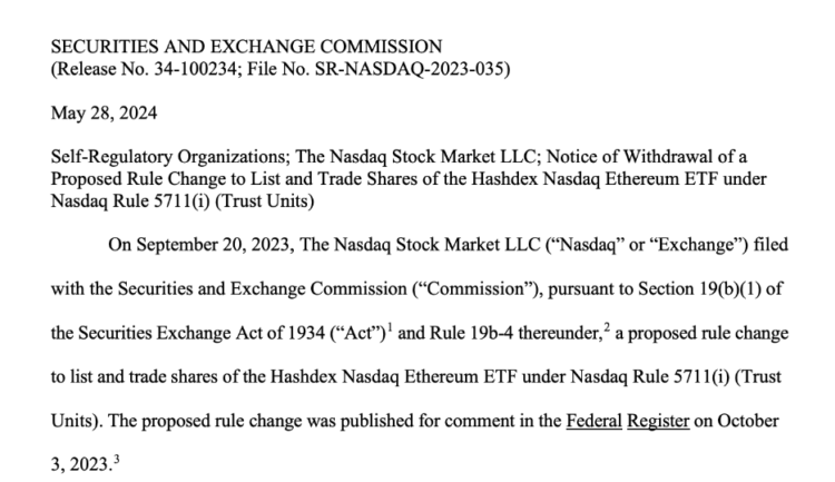 Hashdex's notice of withdrawal. Source: U.S. SEC