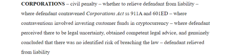 The court ruled that the Block Earner tried to obtain legal advice. Source: Federal Court of Australia