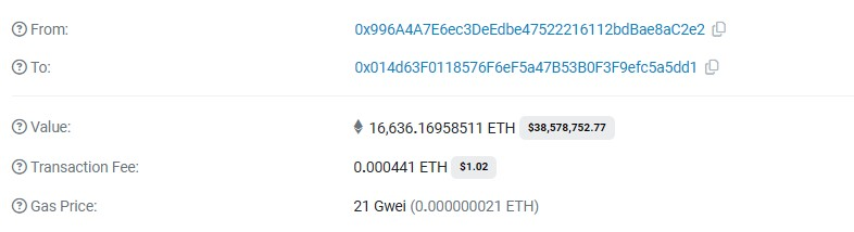 Trader moves millions in ETH after eight years. Source: Etherscan